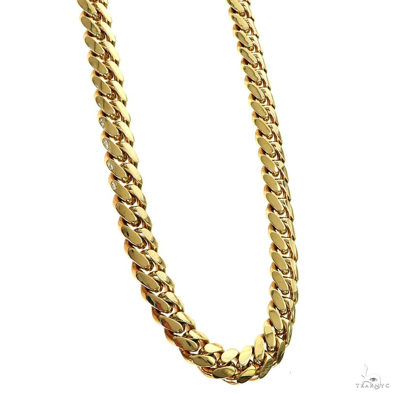 14k yellow gold Miami Cuban link chain, 22 inches long, 7mm wide, polished finish