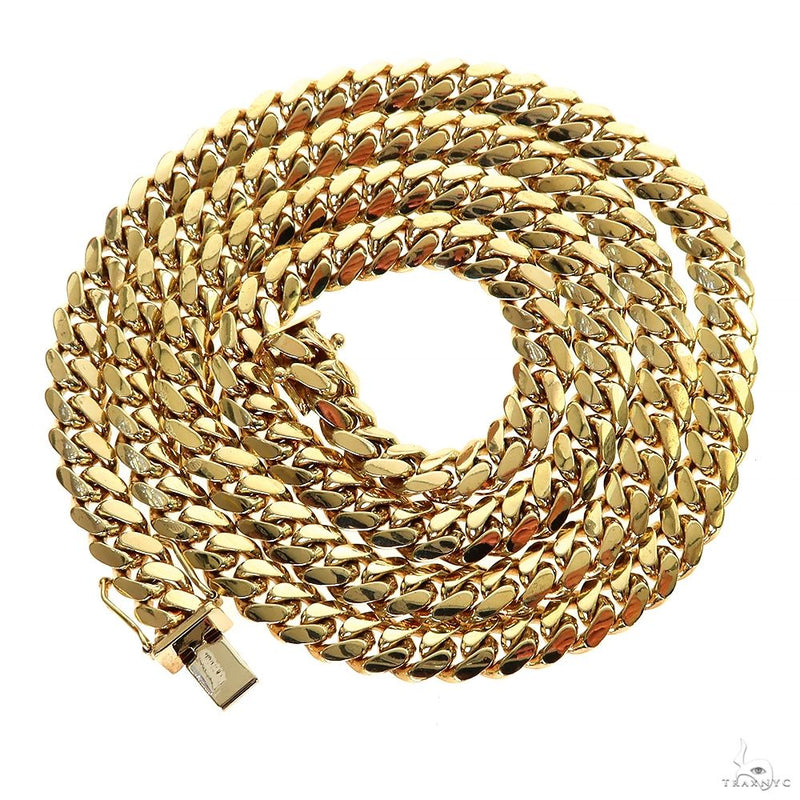 14k yellow gold Miami Cuban link chain, 22 inches long, 7mm wide, polished finish, photo 3 of 6