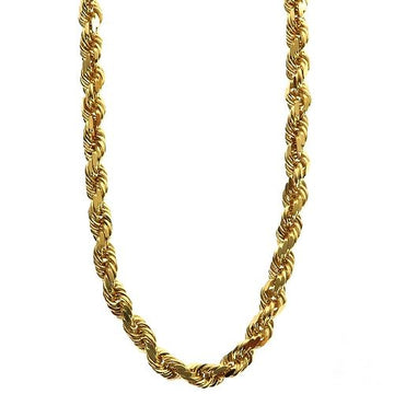 14k yellow gold solid rope chain with diamond-cut links, 4mm thickness, 22-inch length.