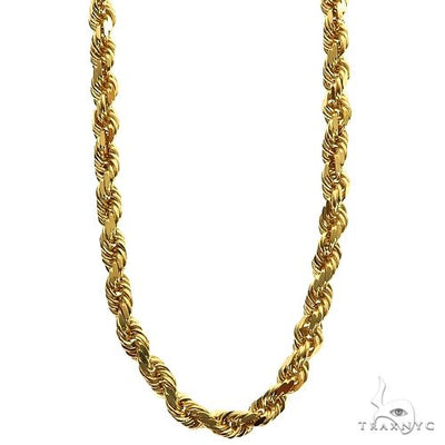 14k Yellow Gold Solid Rope Diamond Cut Link Chain 4mm 24 Inches 69865 - Image 1