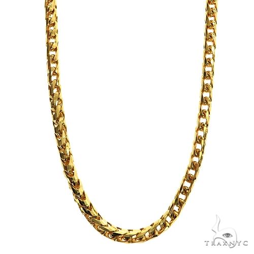 14k Yellow Gold Solid Round Franco Diamond Cut Link Chain 4 mm 18 Inches 70147 - Image 1