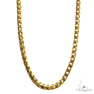 14K Yellow Gold Solid Round Diamond Cut Franco Chain 4mm 70149