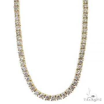22-inch 14k yellow gold tennis chain necklace with 3mm round sparkling diamonds.
