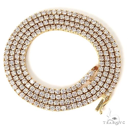14k Yellow Gold Tennis chain 7pt 3.3mm 22 inches 69573 | TraxNYC