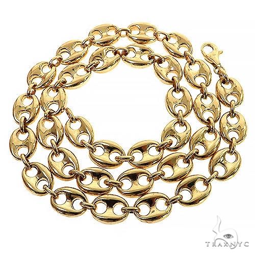 14k Yellow gold Lite Puffed Mariner chain 10mm 20 inches 68656 - Image 3