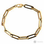 14k yellow gold hollow paperclip bracelet with 6.5mm links, 8.5 inches long.