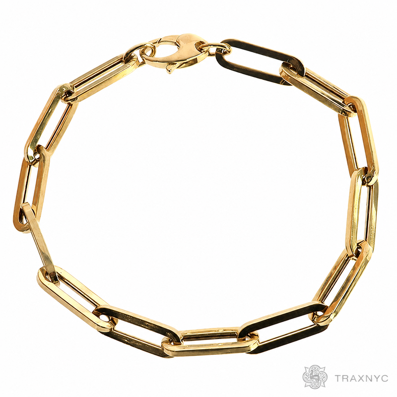 14k Yellow Gold Hollow Paperclip bracelet 5.8mm 7.5 inches   68347