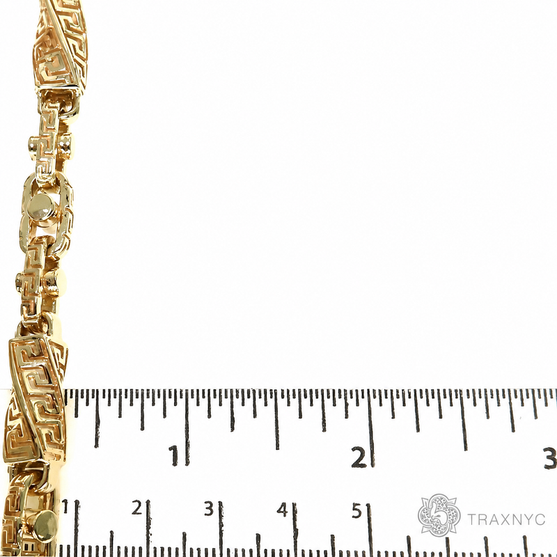 14k Yellow Gold Solid Greek Key link chain 36 inches 8.5mm.