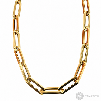 14k Yellow Gold Solid Paper Clip Link Chain 5.5mm 22 inches 70209