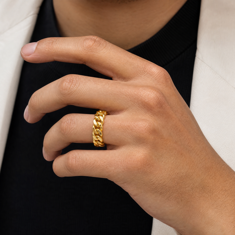 14k Gold 6mm Miami Cuban Link Ring 45420