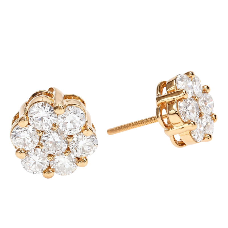 18K Yellow Gold VS Floweret Studs 65015