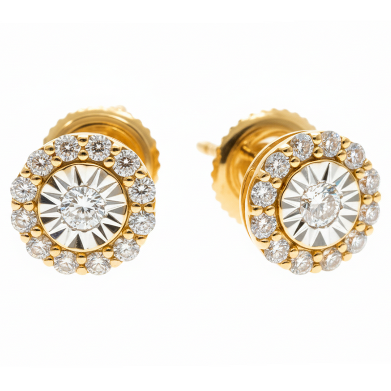 14k Gold Diamond Earrings 64824