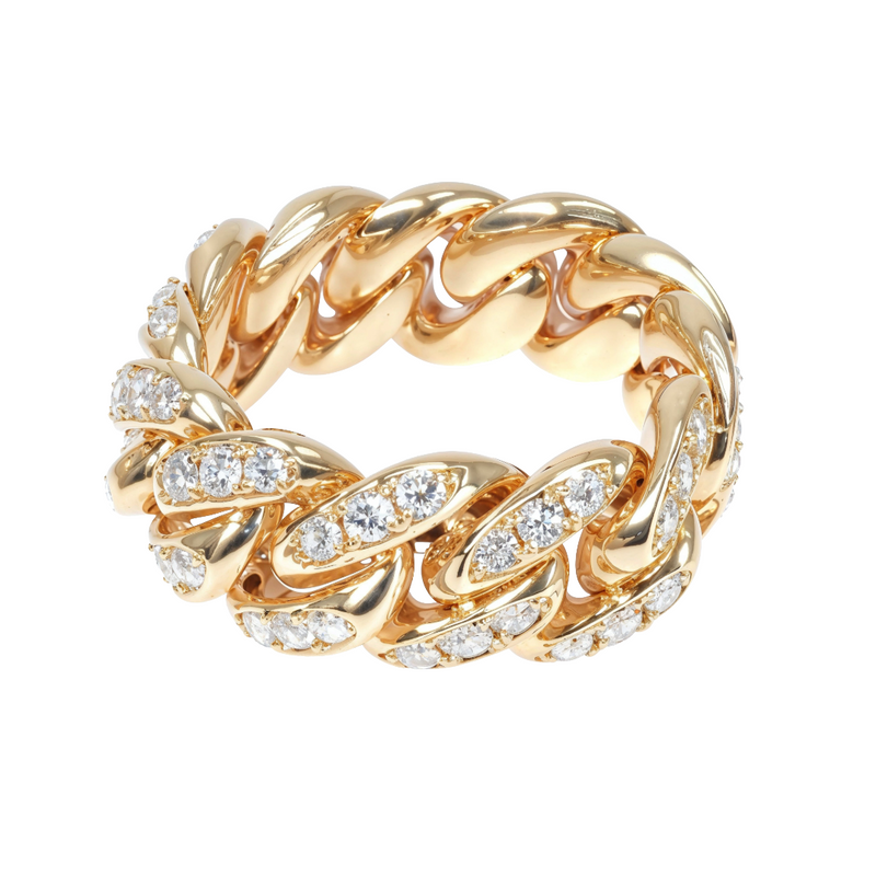 14k Yellow Gold Diamond Miami Cuban Link Ring 65119