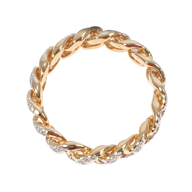 14k Yellow Gold Diamond Miami Cuban Ring, photo 3 of 5