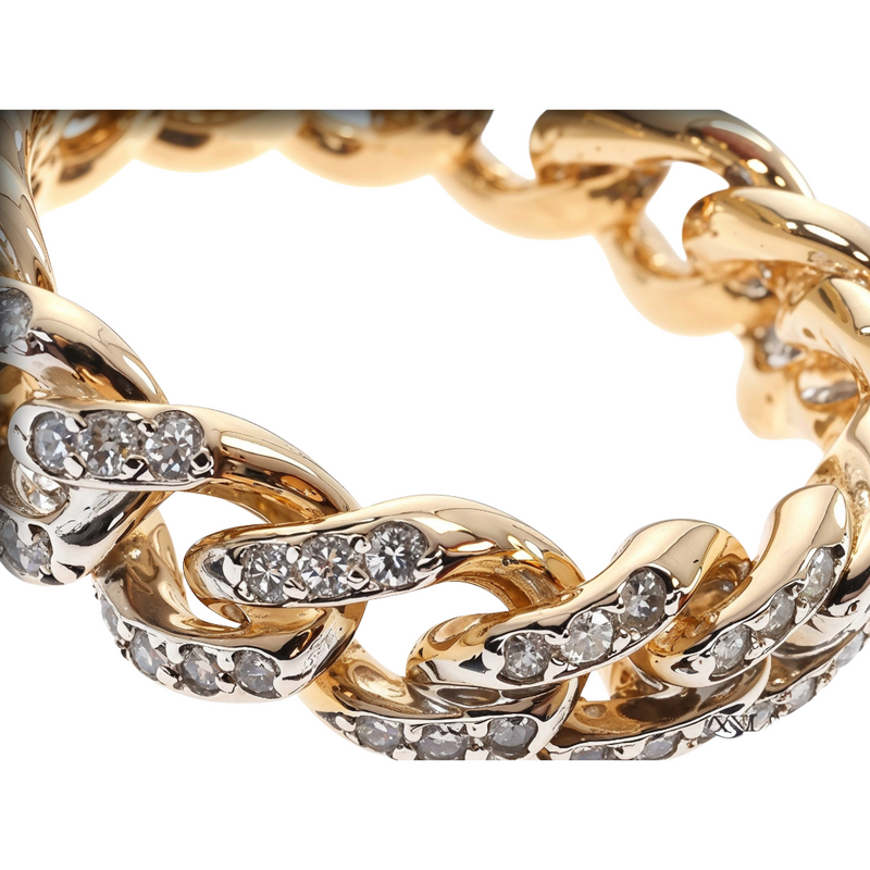 14k Yellow Gold Diamond Miami Cuban Ring, photo 4 of 5