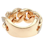 14K Yellow Gold 17mm 3 Row Diamond Miami Cuban Ring 65028