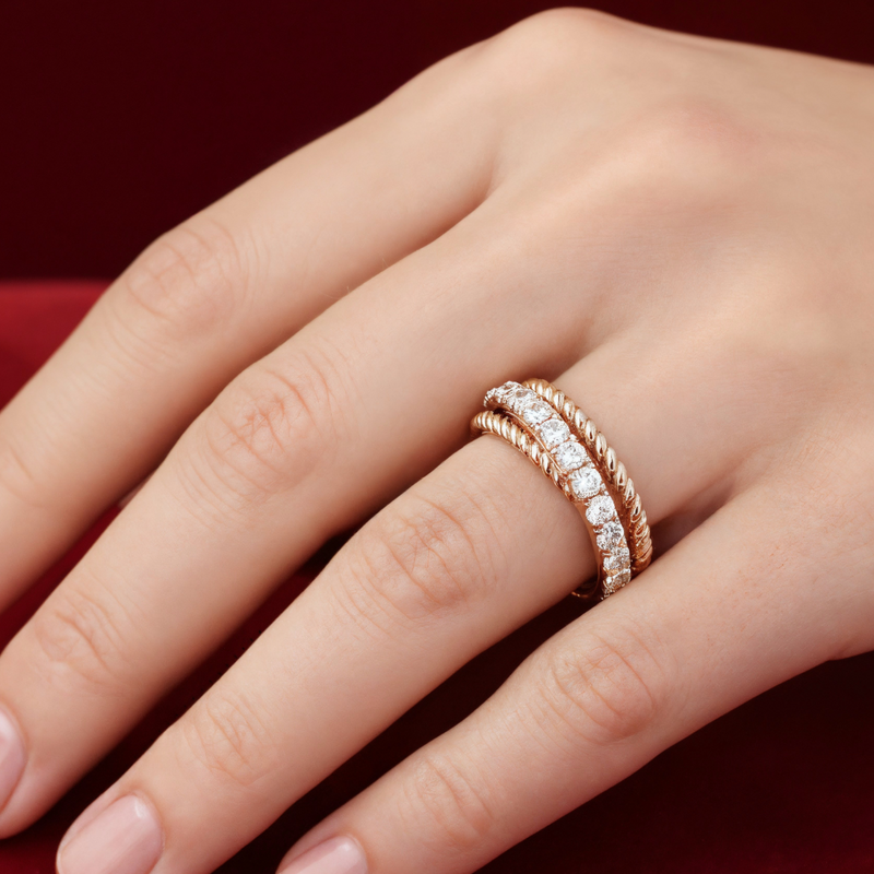 14K Rose Gold Women Diamond Fashion Ring, view 6