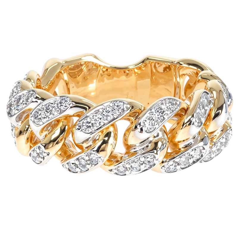 14k Yellow Gold Diamond Miami Cuban Ring 64776