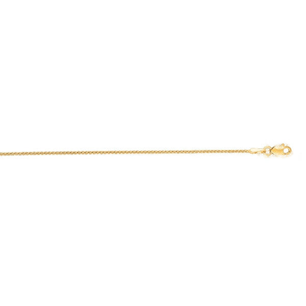 16-inch 14K yellow gold wheat, 1.1mm links, polished finish