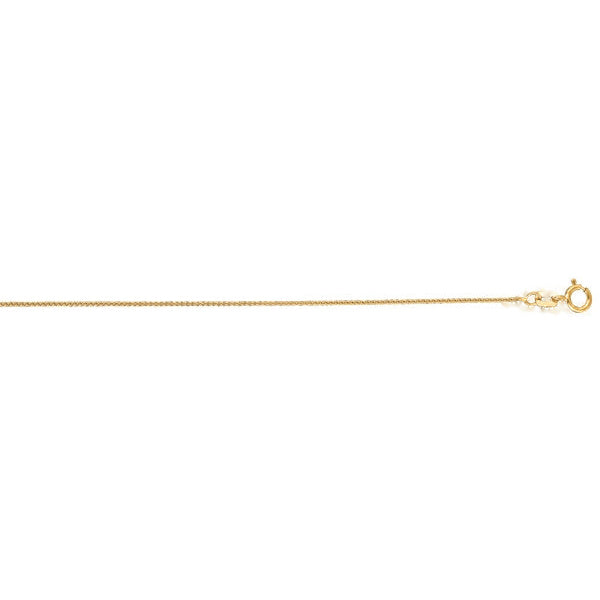 Polished 14K yellow gold wheat chain, 18 in, 0.6 mm links