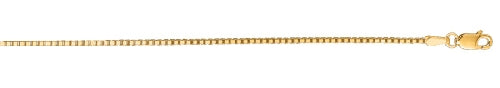 14K yellow gold box, 1.1mm wide, 18 inches, high polish