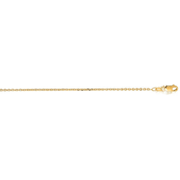 14K yellow gold cable at 1.4mm, 20-inch length, mirror finish