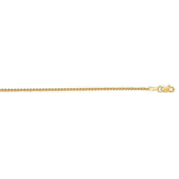 14K yellow gold wheat at 1.5mm, 20-inch length, mirror finish