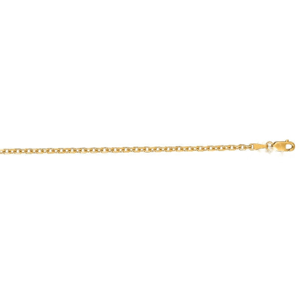 Polished 14K yellow gold cable chain, 20 in, 2.3 mm links