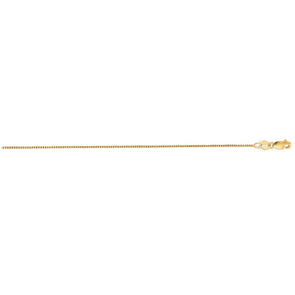 Polished 14K yellow gold box chain, 20 in, 0.7 mm links