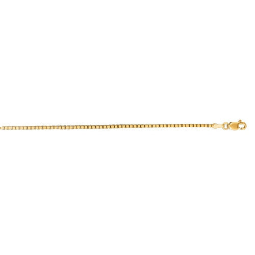 Polished 14K yellow gold box chain, 20 in, 1.5 mm links