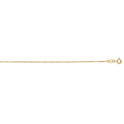 14K yellow gold box, 0.6mm wide, 24 inches, high polish