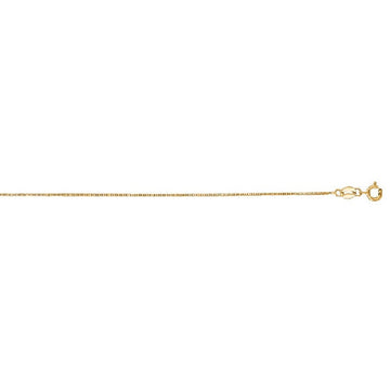 14K yellow gold box, 0.6mm wide, 24 inches, high polish