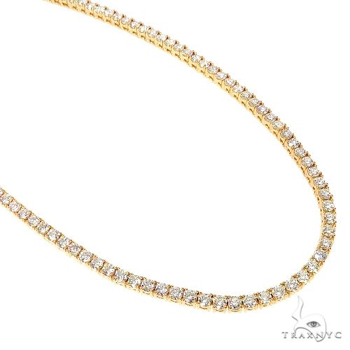 Diamond tennis chain with continuous prong-set round stones, full-length front view on white background