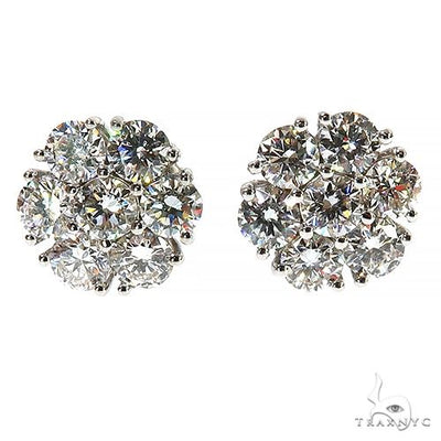 14K Gold 15 Pt Flower Lab-Grown Diamond Earrings