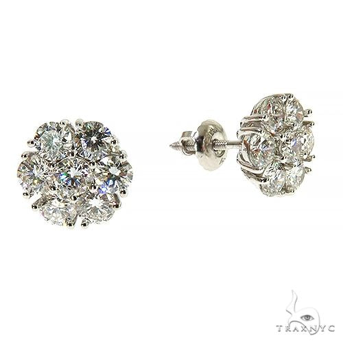 14K Gold 15 Pt Flower Lab-Grown Diamond Earrings, photo 2 of 4