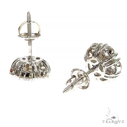 14K Gold 15 Pt Flower Lab-Grown Diamond Earrings, photo 3 of 4