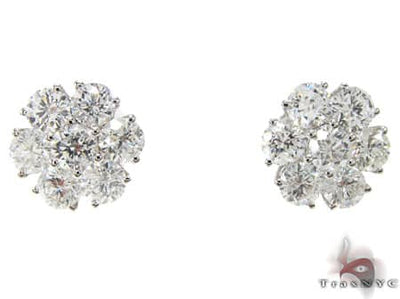 White Gold Cluster Diamond Earrings 2 16804 - Image 1