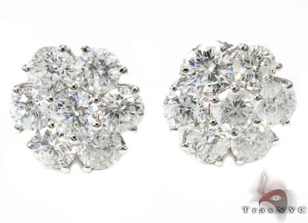 White Gold Cluster Diamond Earrings 2 16804 - Image 2