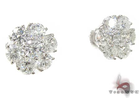 White Gold Cluster Diamond Earrings 2 16804 - Image 3