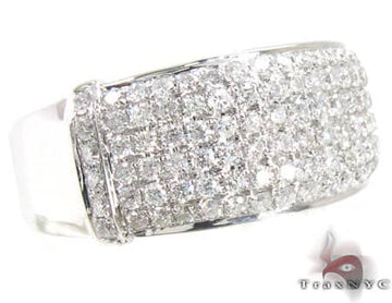 Men's gold ring with multiple rows of small round diamonds