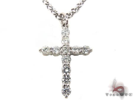 Diamond cross crucifix pendant with round-cut stones, front-facing view showing symmetrical cross silhouette