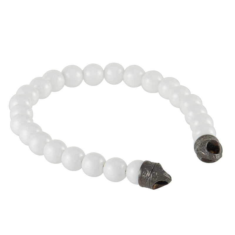 Stephen Webster England Made Me Silver and Black Rhodium White Ceramic Beaded Bracelet (No Clasp) 3018448