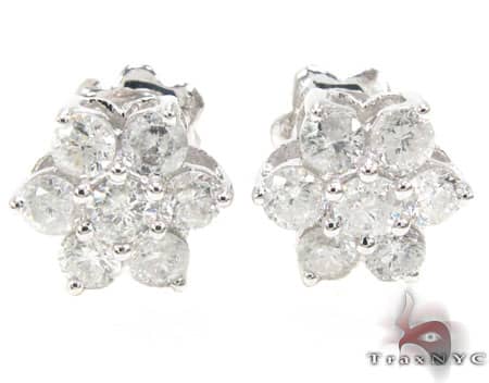 White Gold Medium Flower Cluster Earrings 17925 - Image 1