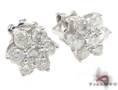 White Gold Medium Flower Cluster Earrings 17925 - Image 2