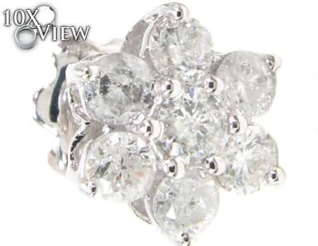 White Gold Medium Flower Cluster Earrings 17925 - Image 3