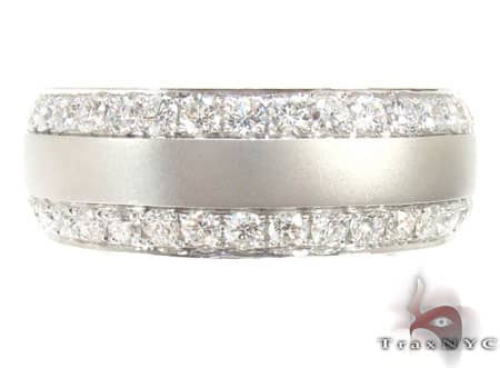 Dual Row Mens White Gold Wedding Ring 18515 - Image 1