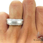 Dual Row Mens White Gold Wedding Ring 18515 - Image 8