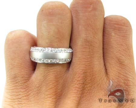 Dual Row Mens White Gold Wedding Ring 18515 - Image 8