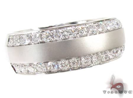 Dual Row Mens White Gold Wedding Ring 18515 - Image 2