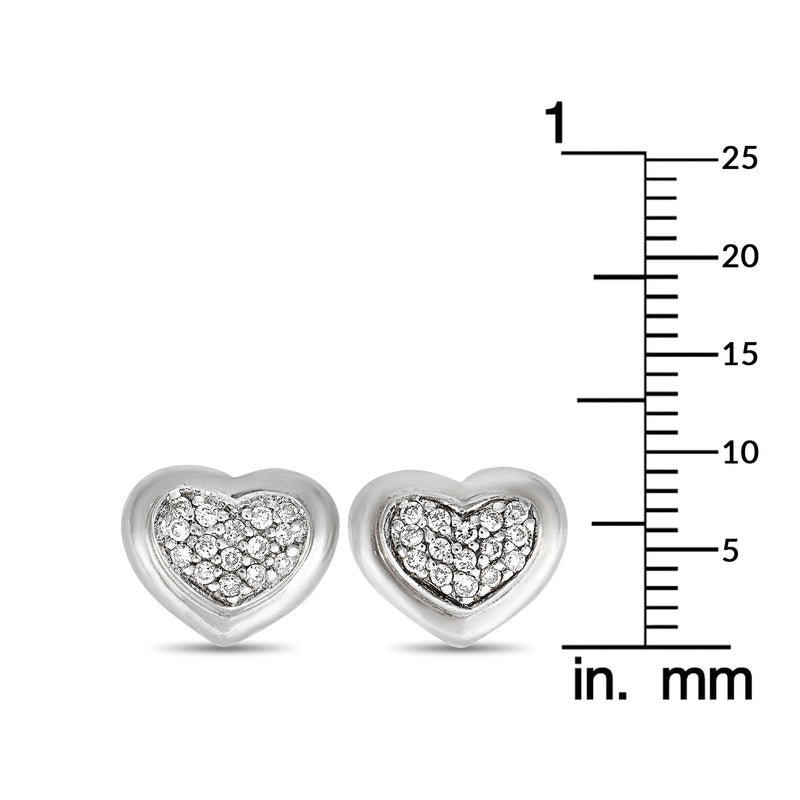 Scott Kay Sterling Silver Diamond Heart Stud Earrings E1058SPADM